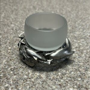 Frosted Glass Votive Candle Holder with Dolphin Base